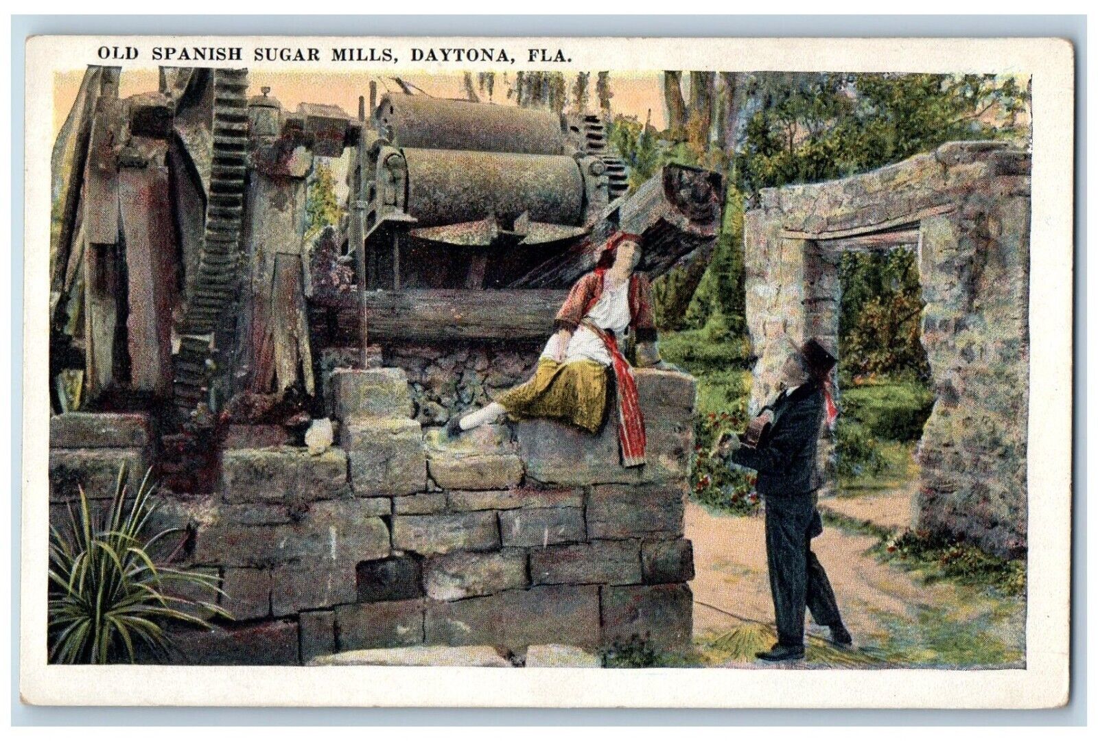 Daytona Florida FL Postcard Old Spanish Sugar Mill Exterior 1920 Vintage Antique