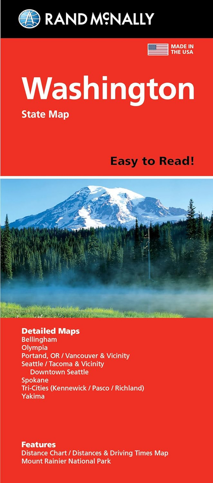 Rand Mcnally Easy to Read Folded Map: Washington State Map - NEW