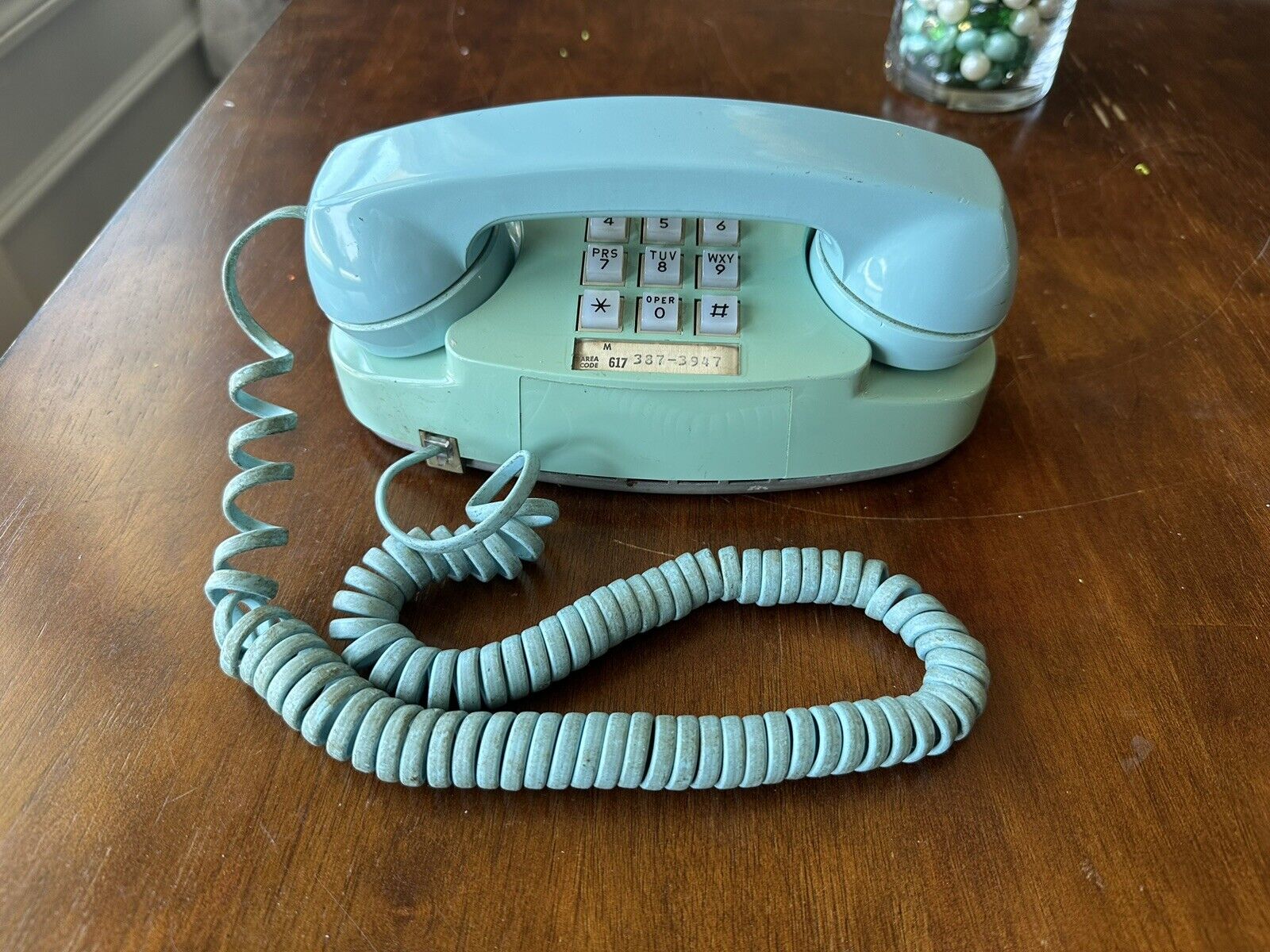 Turquoise princess Phone corded props retro vintage old western electric GT