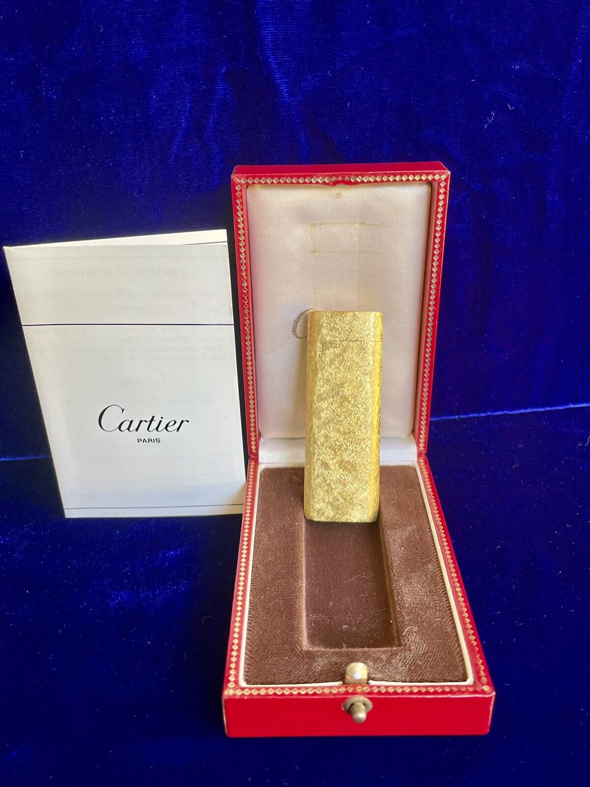 Rare Cartier Lighter Gold Brushed Mint Condition Full Works 1 Year Warranty Box