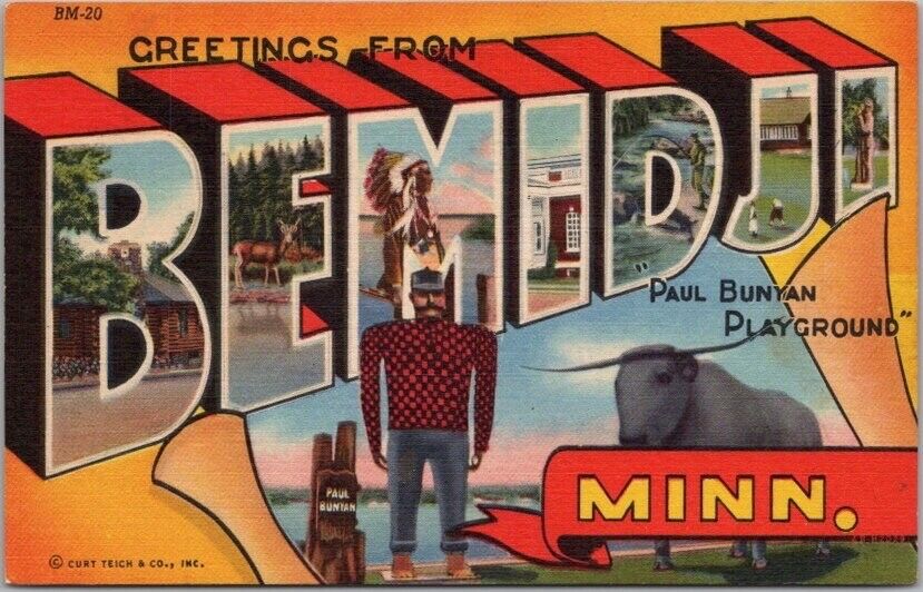 BEMIDJI, Minnesota Large Letter Postcard \