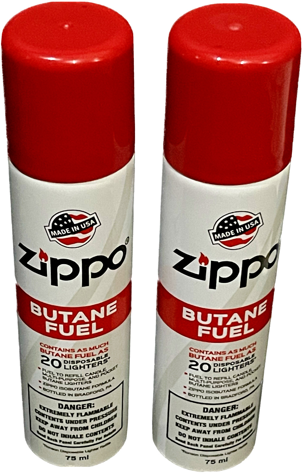 Zippo Butane Fuel, Authentic 75ml. In Each Can x2 (Two) Cans **Free Shipping**
