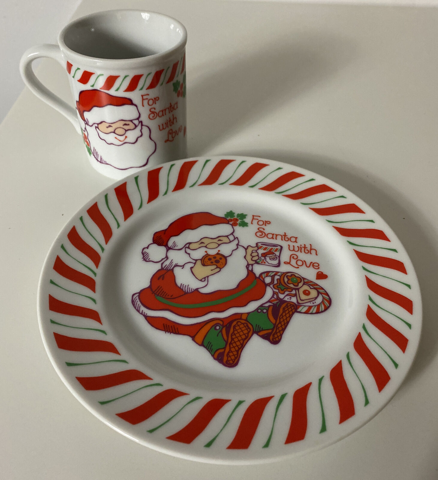 Vintage - Dear Santa With Love Christmas Mug And Plate 1987