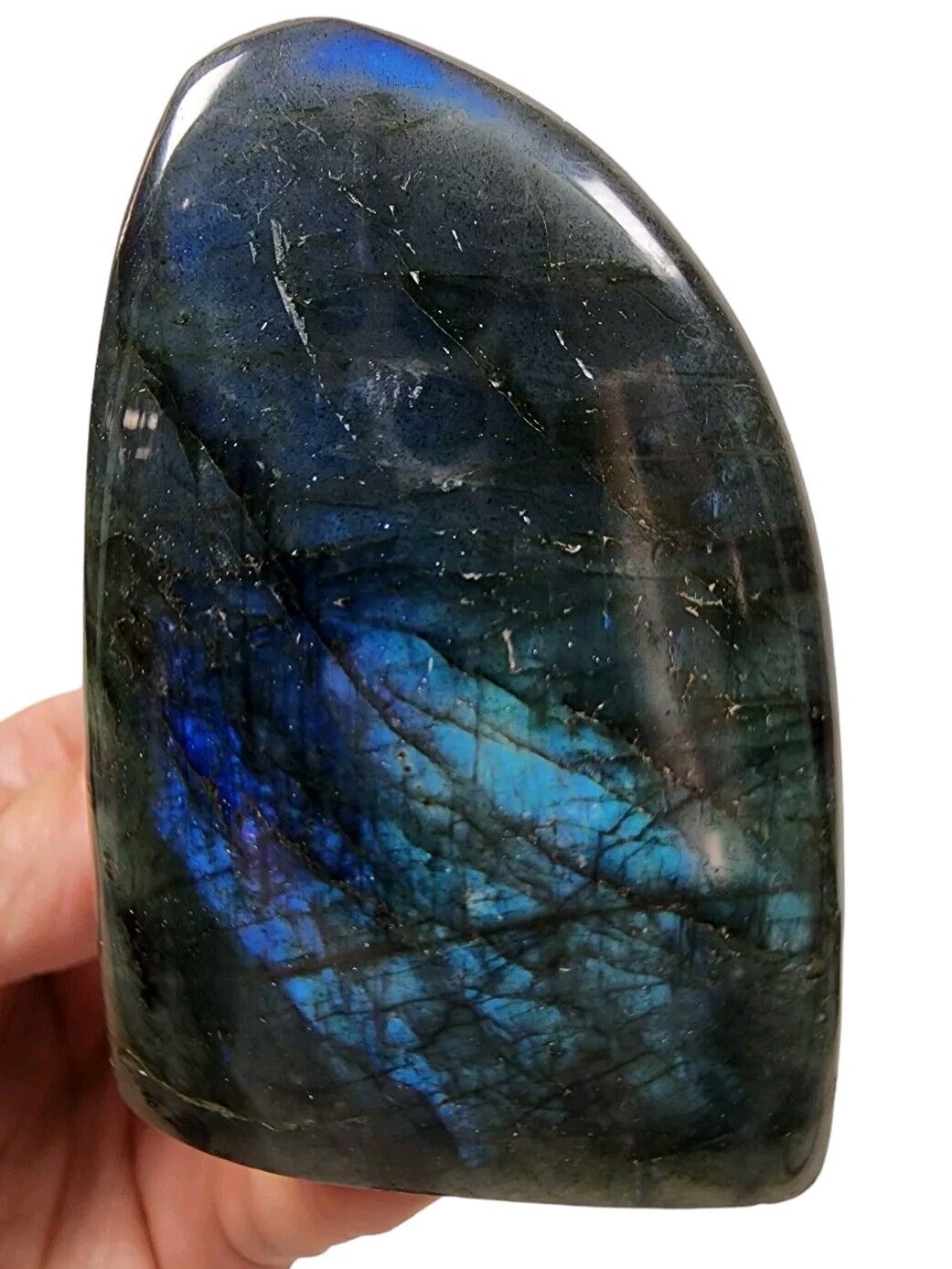 Blue Labradorite Fully Polished Freestand Madagascar 216 grams.