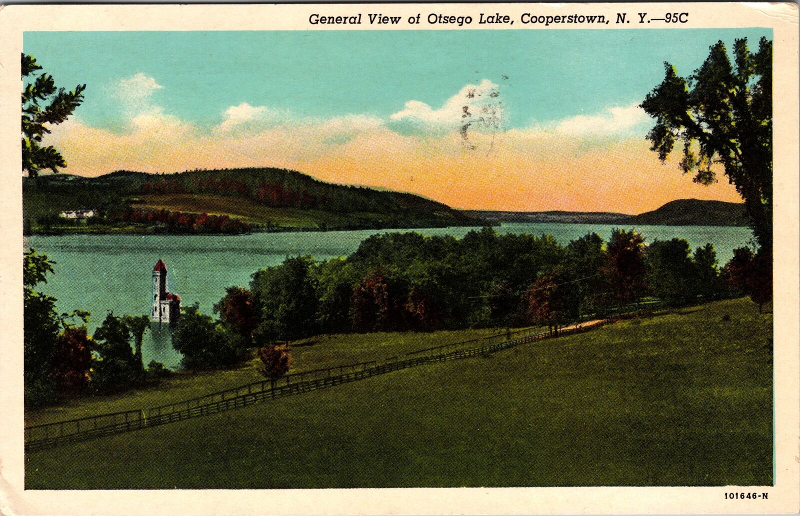 Cooperstown NY-New York, Scenic Otsego Lake Vintage Postcard