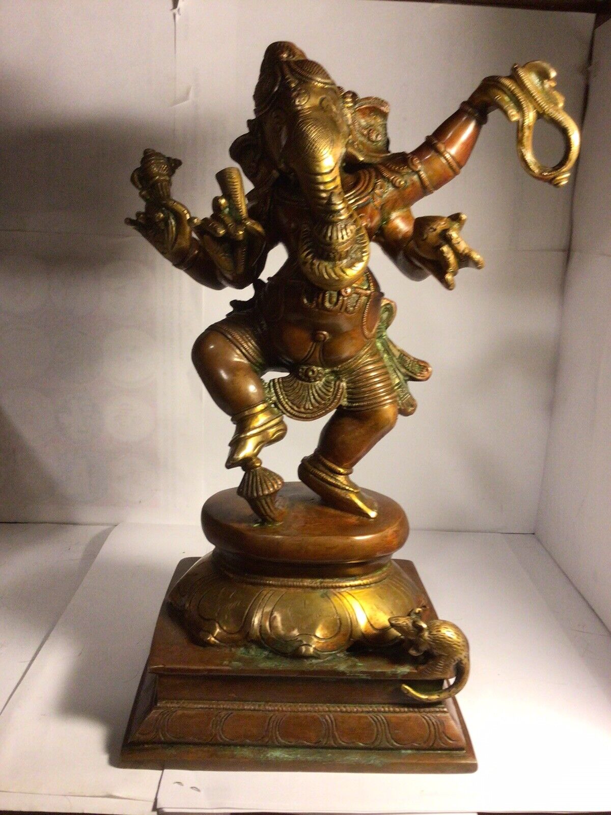 vintage Antique large brass Ganesh statue 12” high 10.4 lb