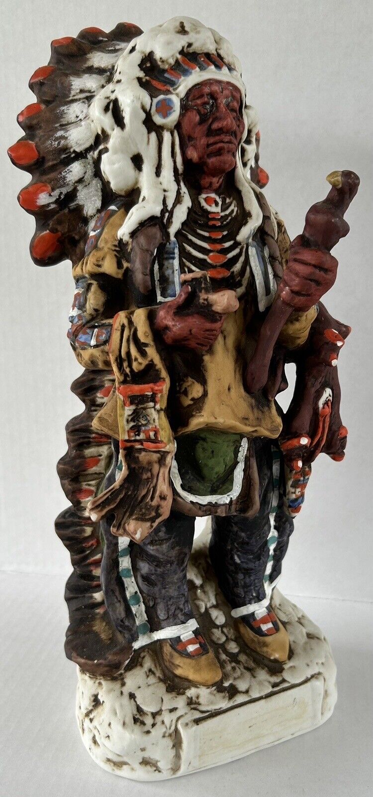 Curlee Decanter Sitting Bull Native American Sculptural Hand Painted Porcelain
