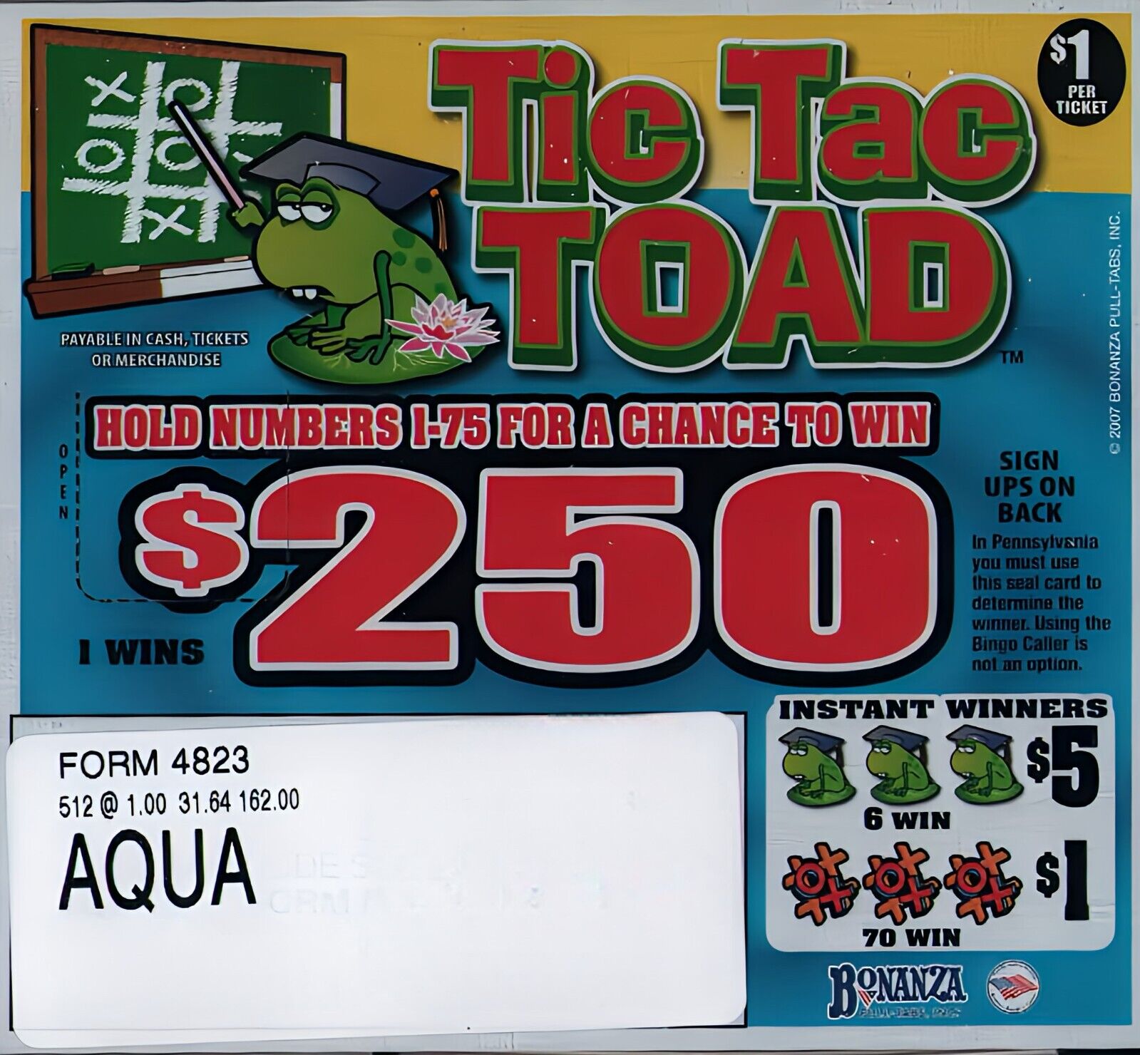 Hard Card Pull Tickets - 3 Pack Tic Tac Toad