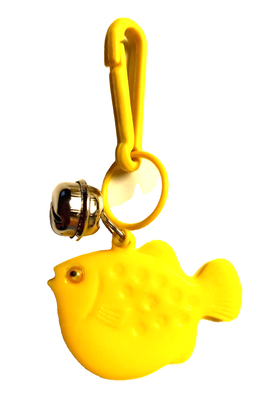 Vintage 1980s Plastic Charm Yellow Puffer Fish Googly Eye Necklace Clip On Retro