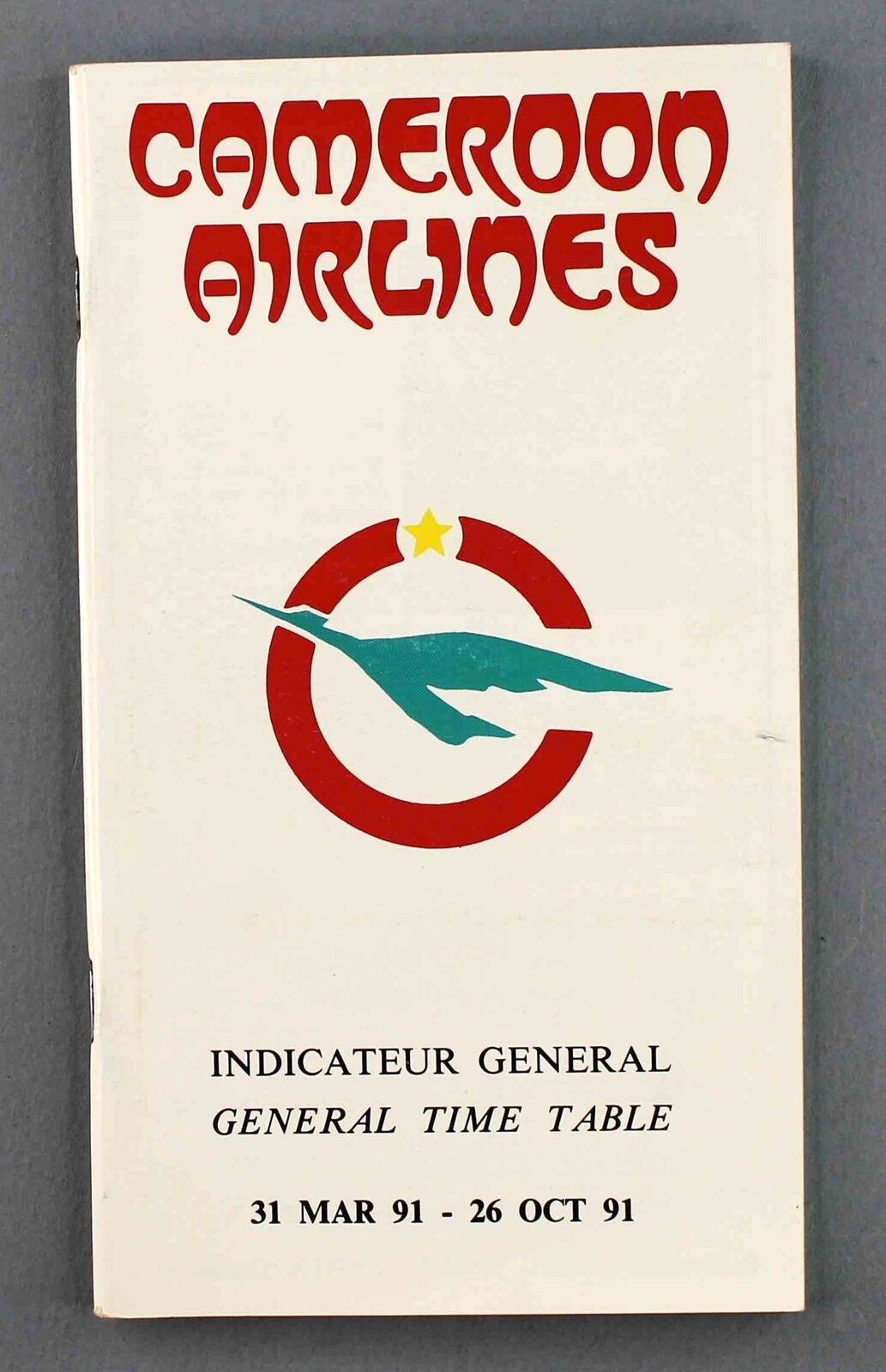 CAMEROON AIRLINES AIRLINE TIMETABLE SUMMER 1991 AFRICA HORAIRES