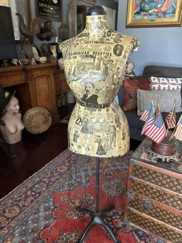 Antique Early 1900s Decoupage Mannequin Store Display Cage Bottom