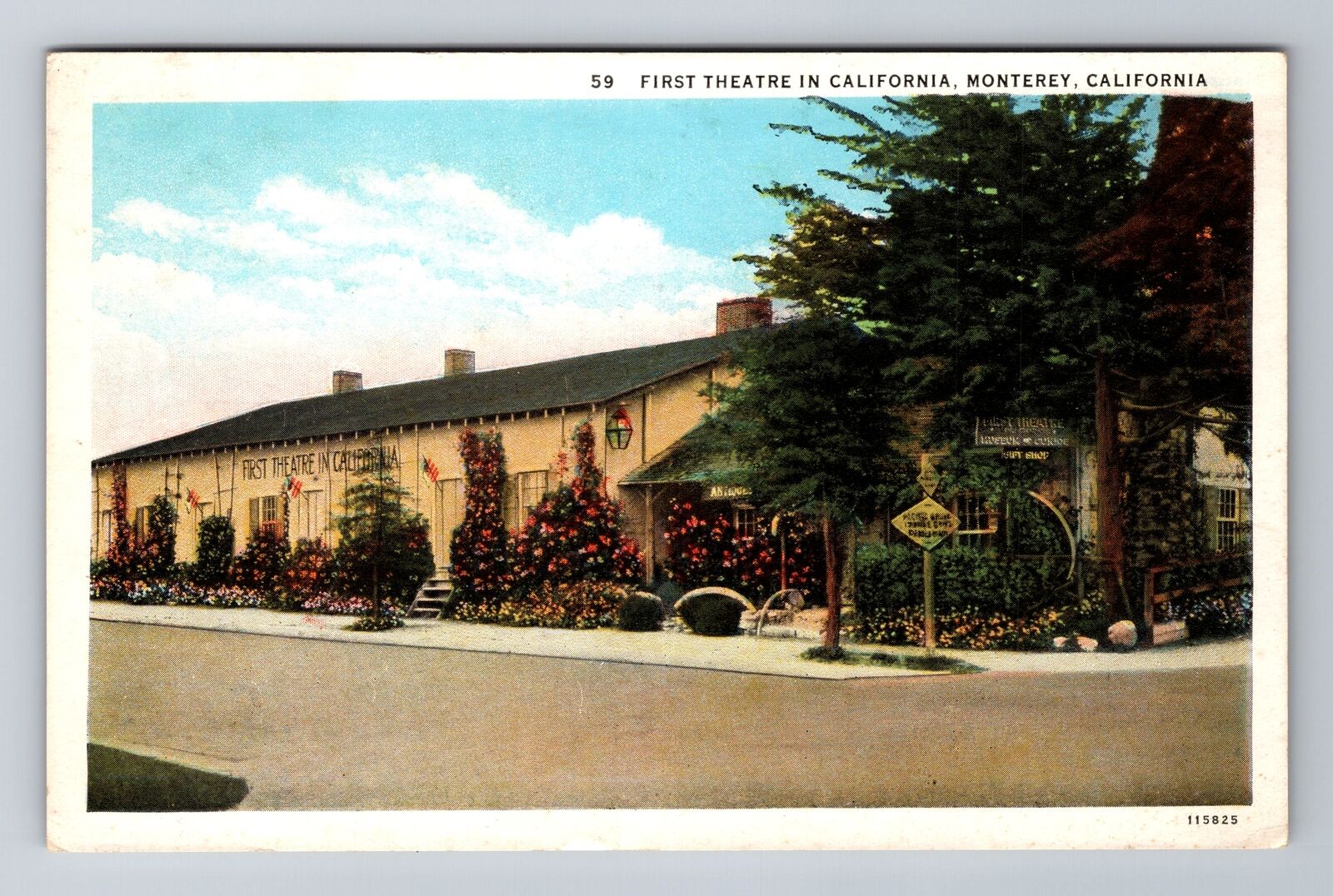Monterey CA-California, First Theater In California, Antique Vintage Postcard