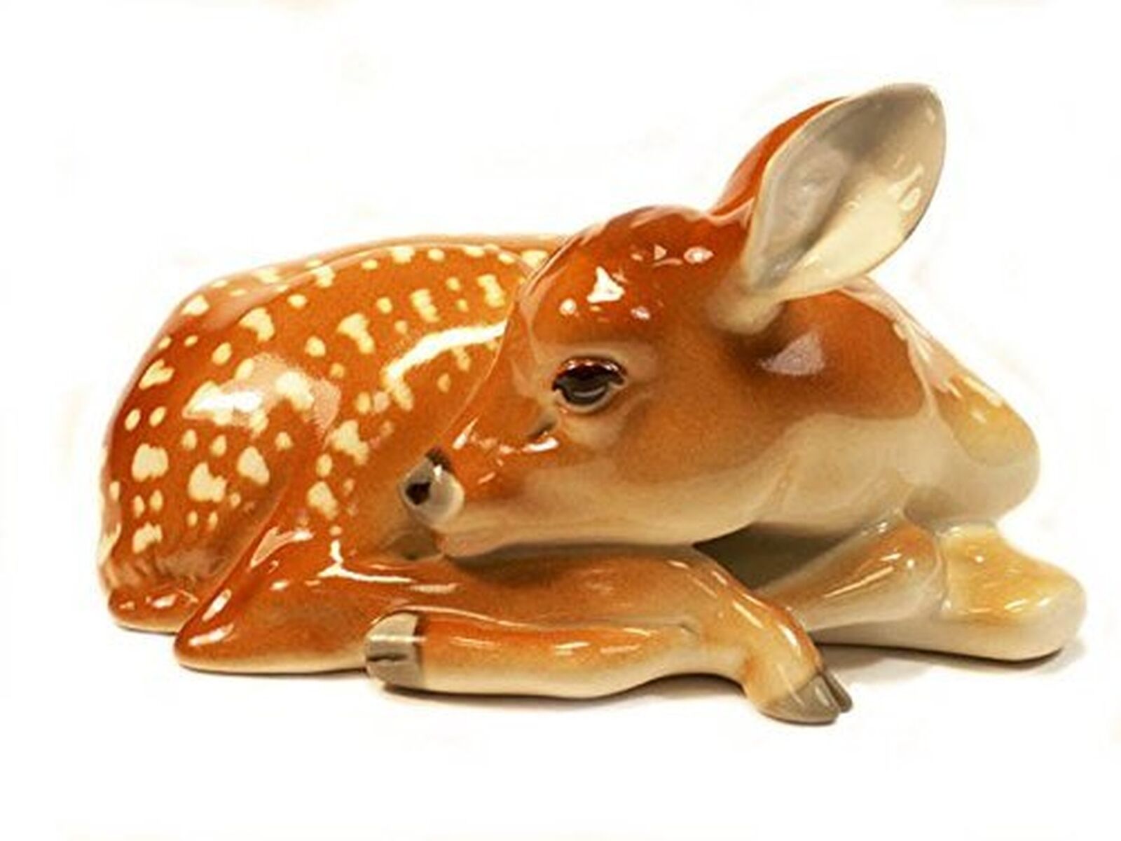 Fawn Baby Young Deer Sleeping Lomonosov Porcelain Figurine