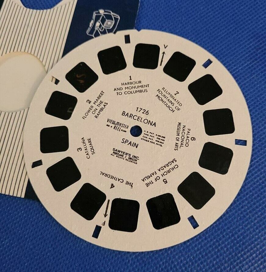 Rare Sawyer\'s Vintage Single view-master Reel 1726 Barcelona Spain bubbled