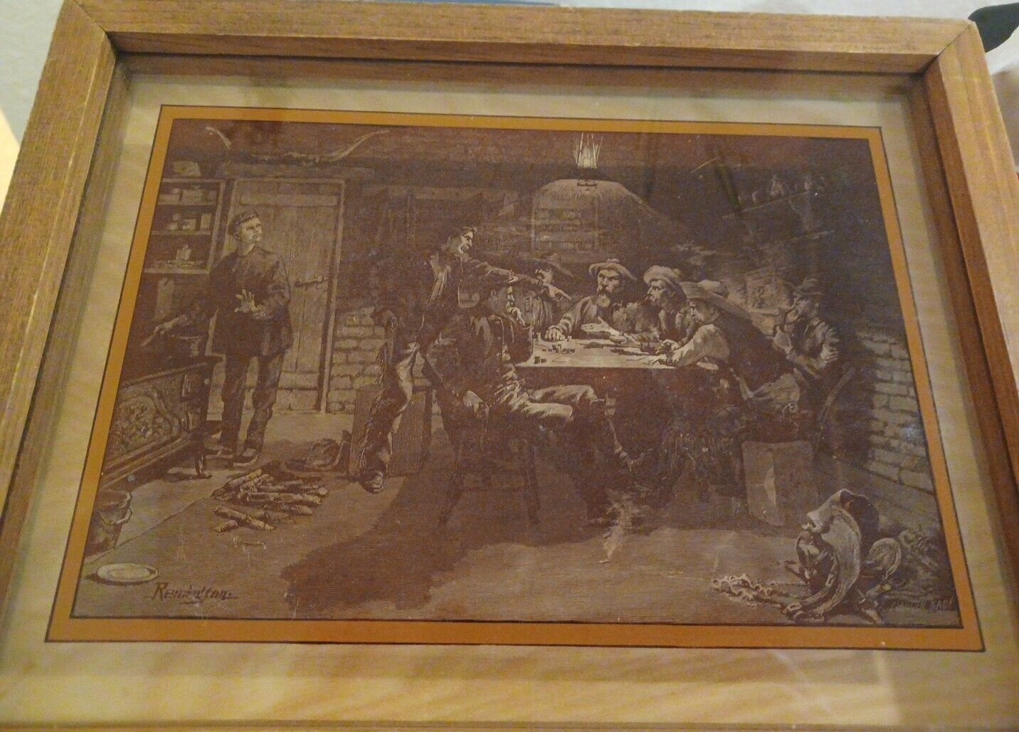 Vintage Frederick Remington Photo On Glass Lucid Lines #24 Cheating Poker 1974
