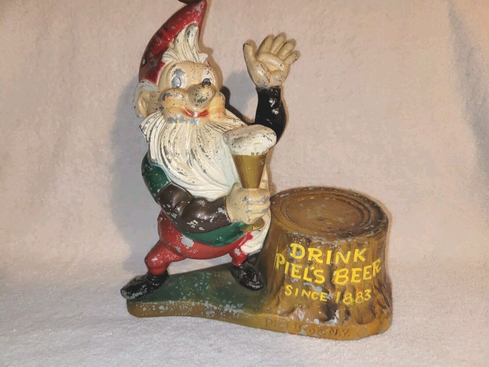 Vintage Piel's Beer Sign Elf Gnome Stroh's Utica Club Duke Silvertop Schoenling 
