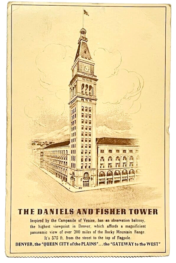 Denver Colorado The Daniels & Fisher Tower Original 1951 Postcard Store Listings