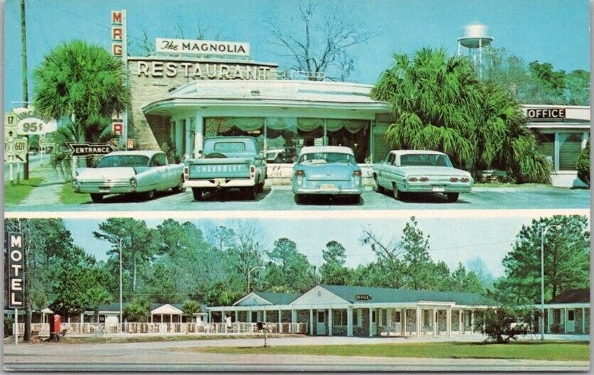 Hardeeville, South Carolina Postcard THE MAGNOLIA RESTAURANT & MOTEL Dated 1970
