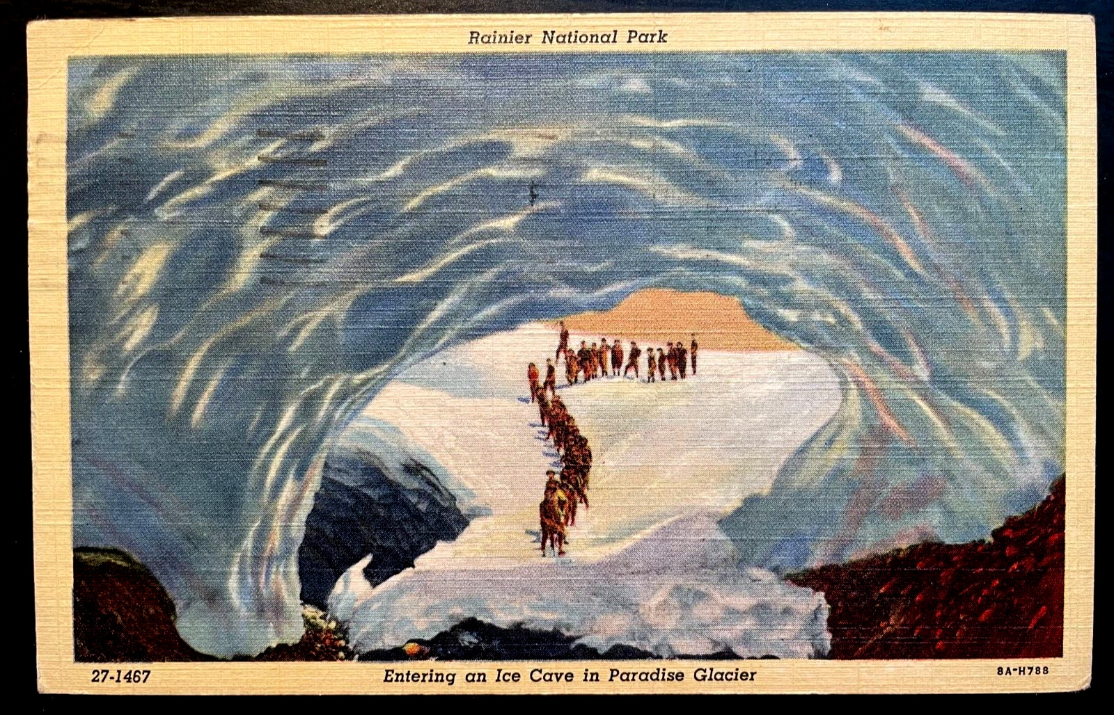 Vintage Postcard 1938 Ice Cave, Paradise Glacier, Ranier National Park, WASH