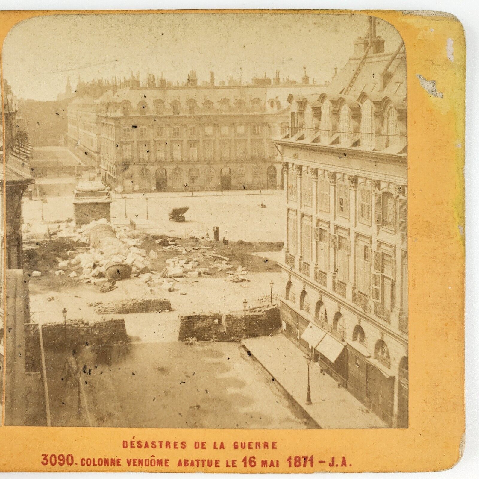 Fallen Place Vendome Column Stereoview 1871 Paris Commune France Communard A2267