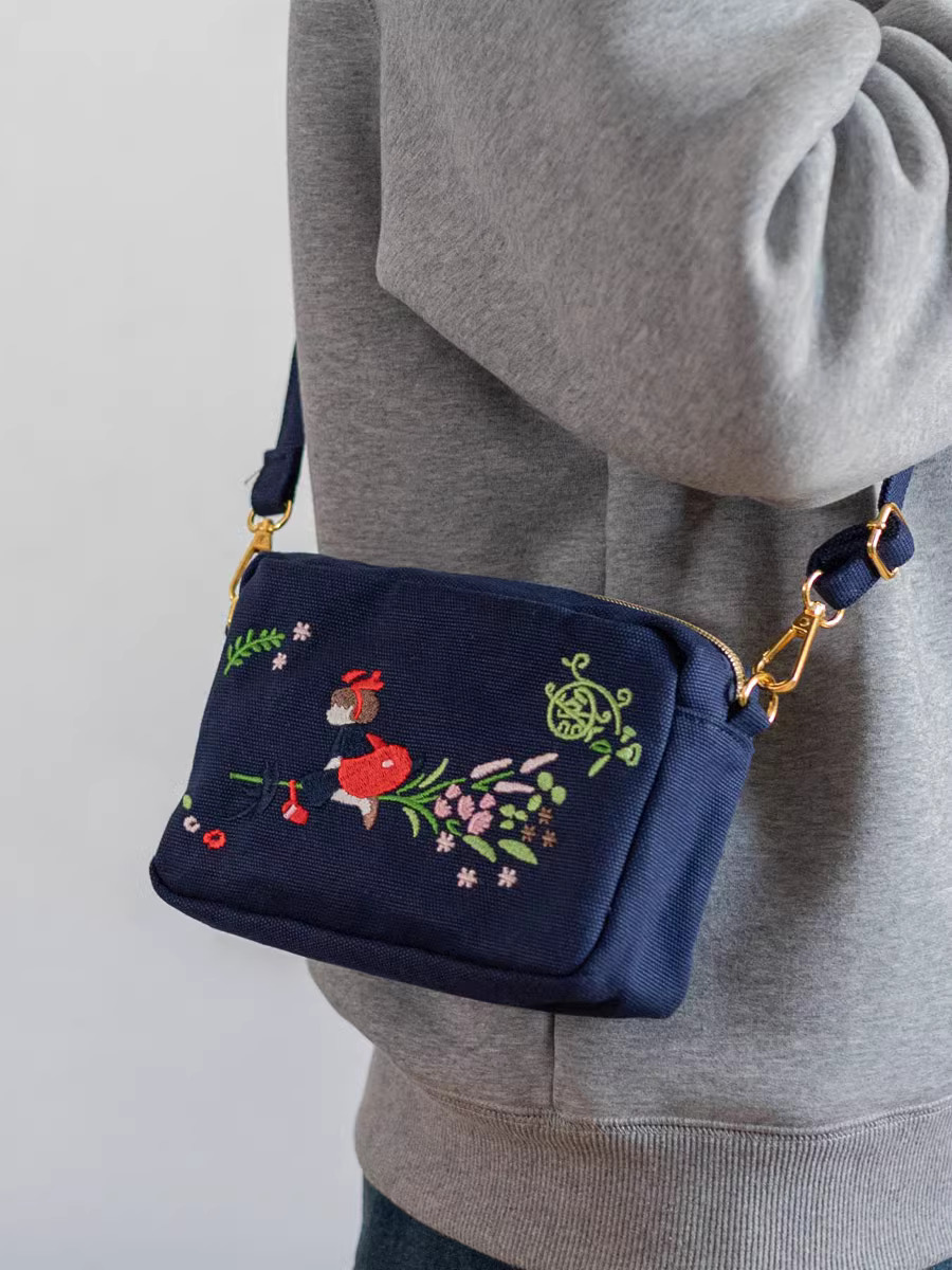 Japan Ghibli  KiKi's Delivery  embroidery Shoulder Bag corduroy Coin Wallet bag