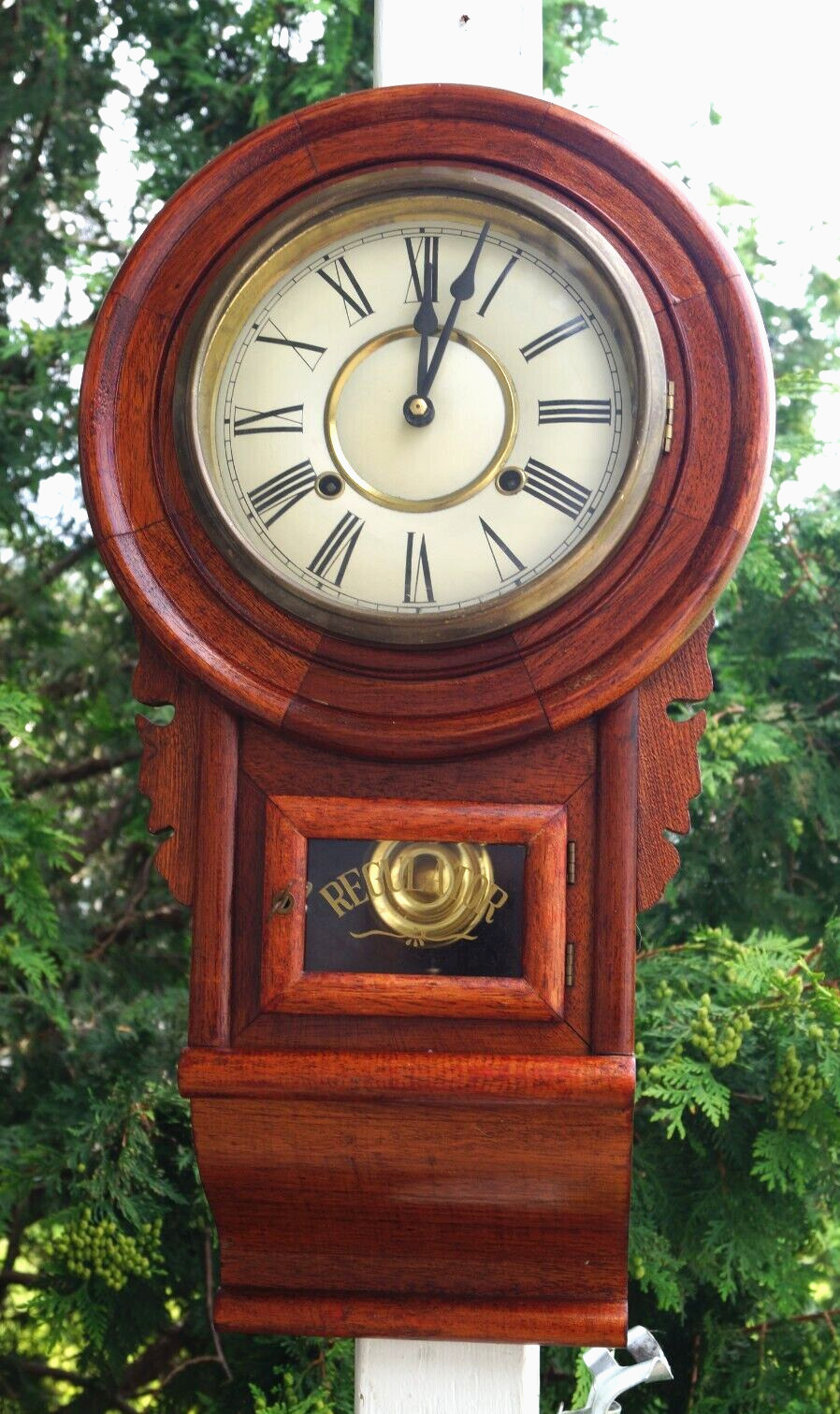 Antique 1890s Seikosha Short Drop Regulator Wall Clock - VIDEO - RUNS - UNUSUAL