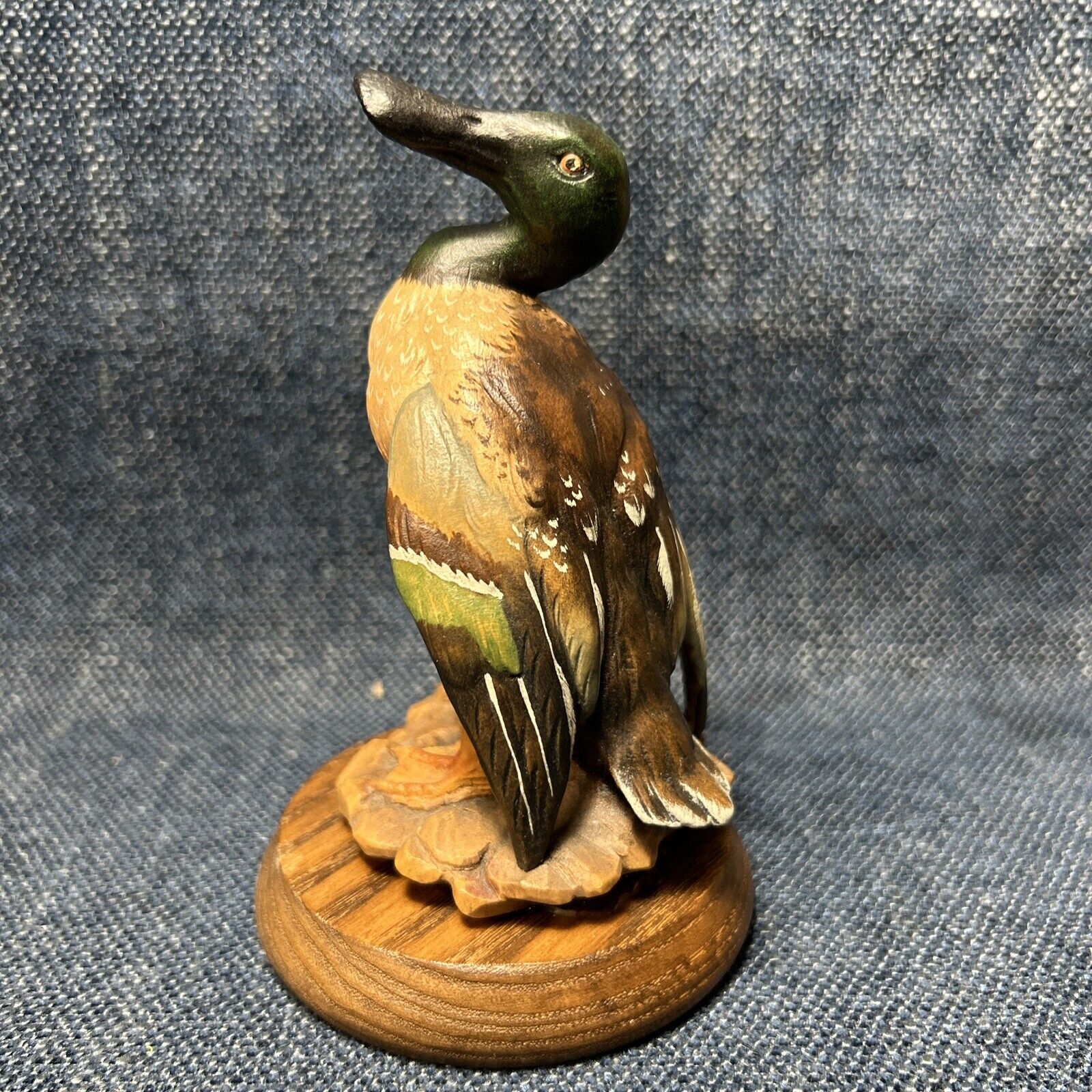 ANRI Wooden Gunther Granget Hand Painted Shoveler Duck Standing Mini Decoy Italy