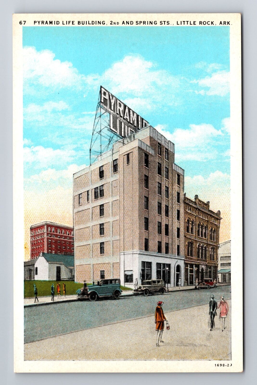Little Rock AR-Arkansas, Pyramid Life Building, Antique Vintage Postcard