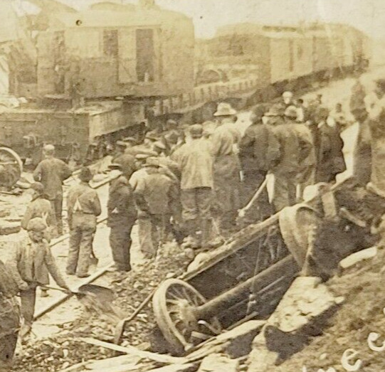 1915 RPPC Postcard Pennsy Train Wreck Railroad Earthquake Pennsylvania PA