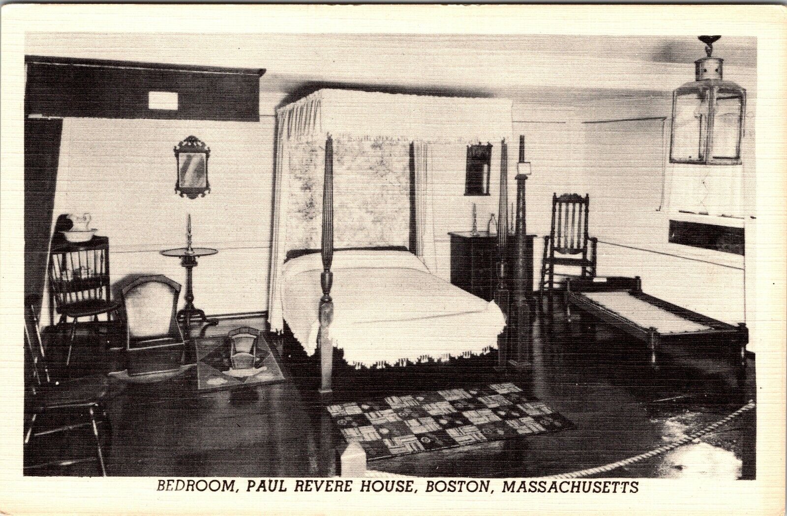 Boston Massachusetts Bedroom Paul Revere House RPPC Antique Postcard 