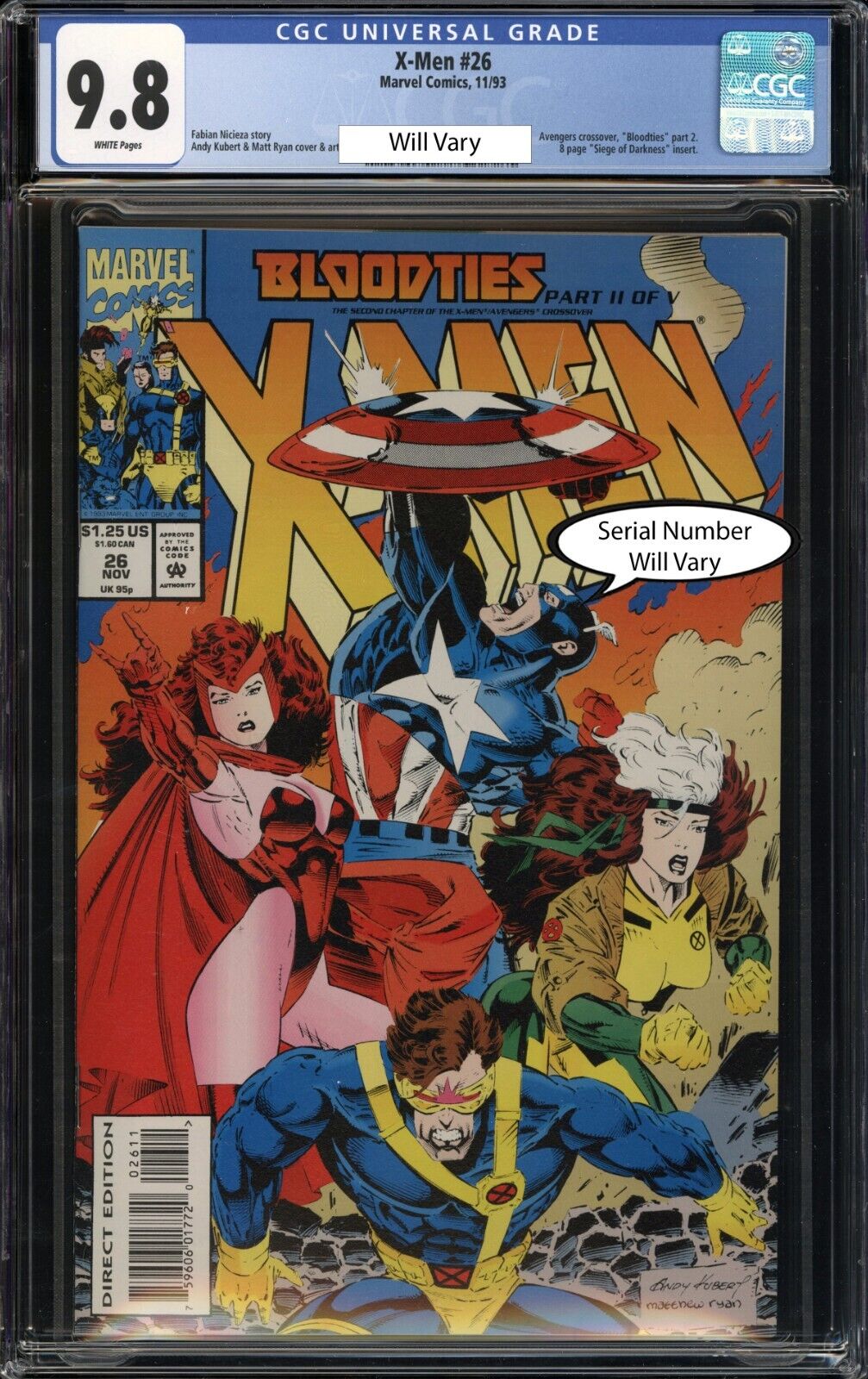 X-Men #26 CGC 9.8 1993 Captain America Rouge scarlet Witch MCU TheGradedComic