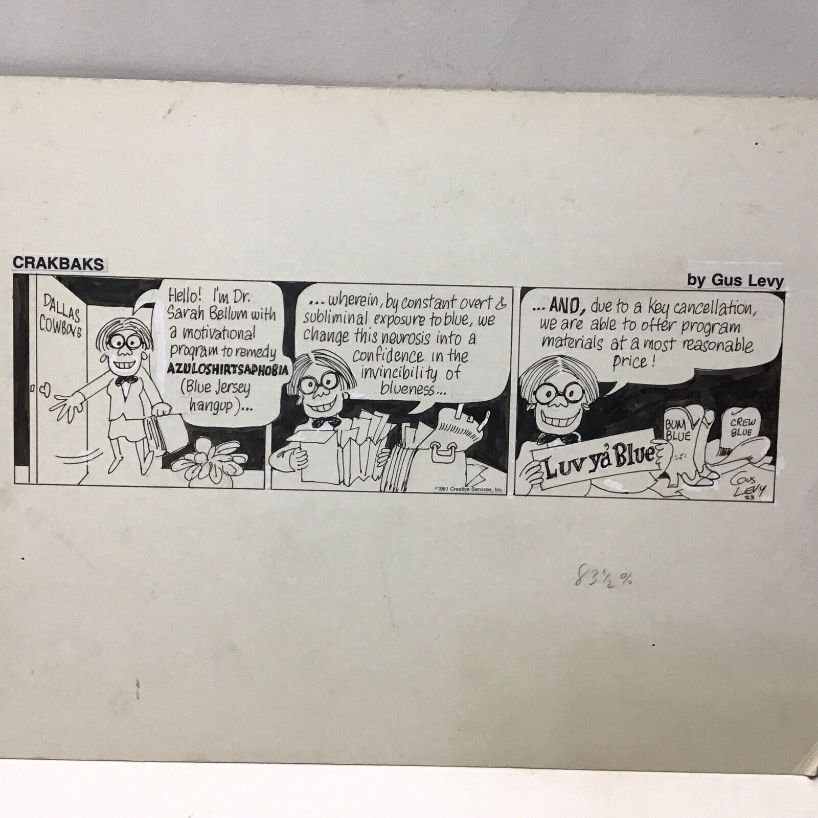 1981 -Crakbaks- Hand Drawn Comic Strip By Gus Levy Pertaining To Dallas Cowboys