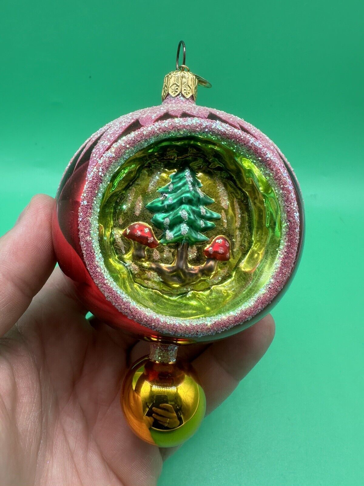 Rare Christopher Radko Tri Indent ROYAL Forest Reflection Christmas Ornament