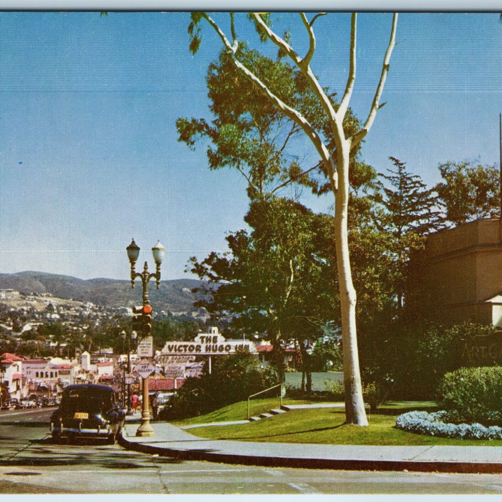 c1910s Laguna Beach, CA Downtown Art Gallery Victor Hugo Kodachrome Roberts A215