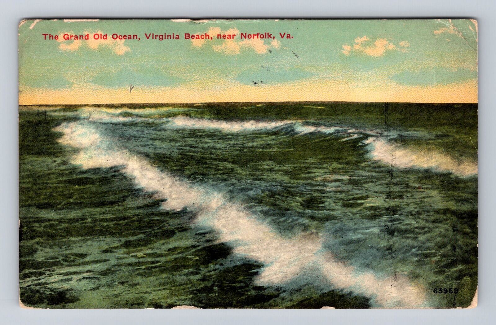 Norfolk VA-Virginia, Grand Old Ocean, Virginia Beach, Vintage c1911 Postcard