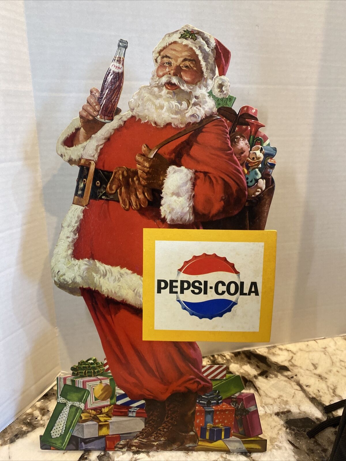 Vintage 1960’s Advertising Pepsi-Cola Santa Claus Standing Cardboard Cut-Out