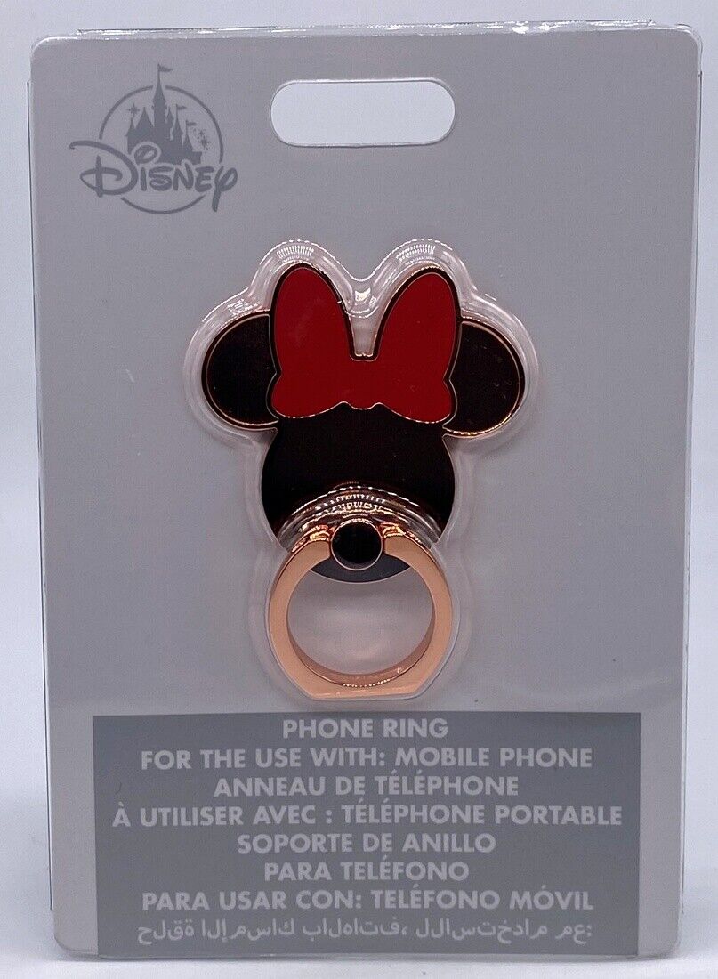 Disney Parks Minnie Mouse Rose Gold Mobile Phone Ring Stick On Holder Grip NEW