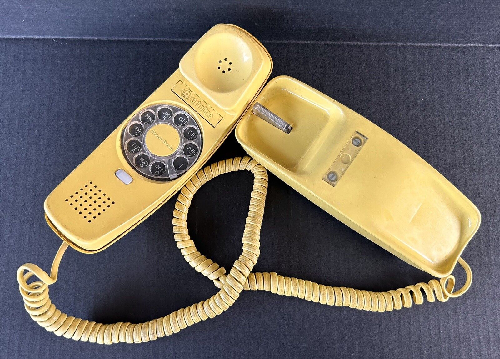 Vintage Rotary Telephone Yellow Western Electric Trimline Phone Retro
