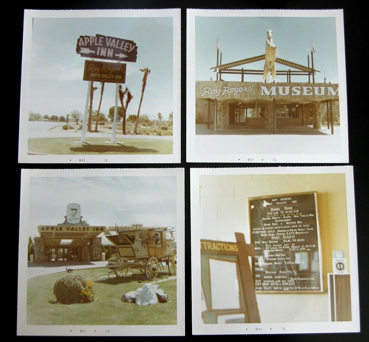 Snapshot Photos 1970s Apple Valley Inn Roy Rogers Museum CA Vtg