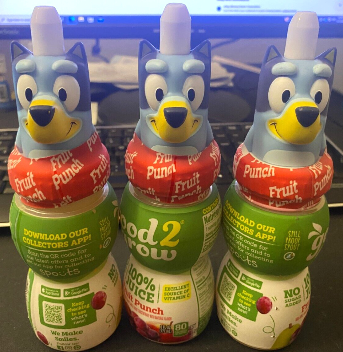 LOT OF 3 NEW FACTORY SEALED 2 Good 2 Grow Juice Topper Bluey THE HEALER DISNEY