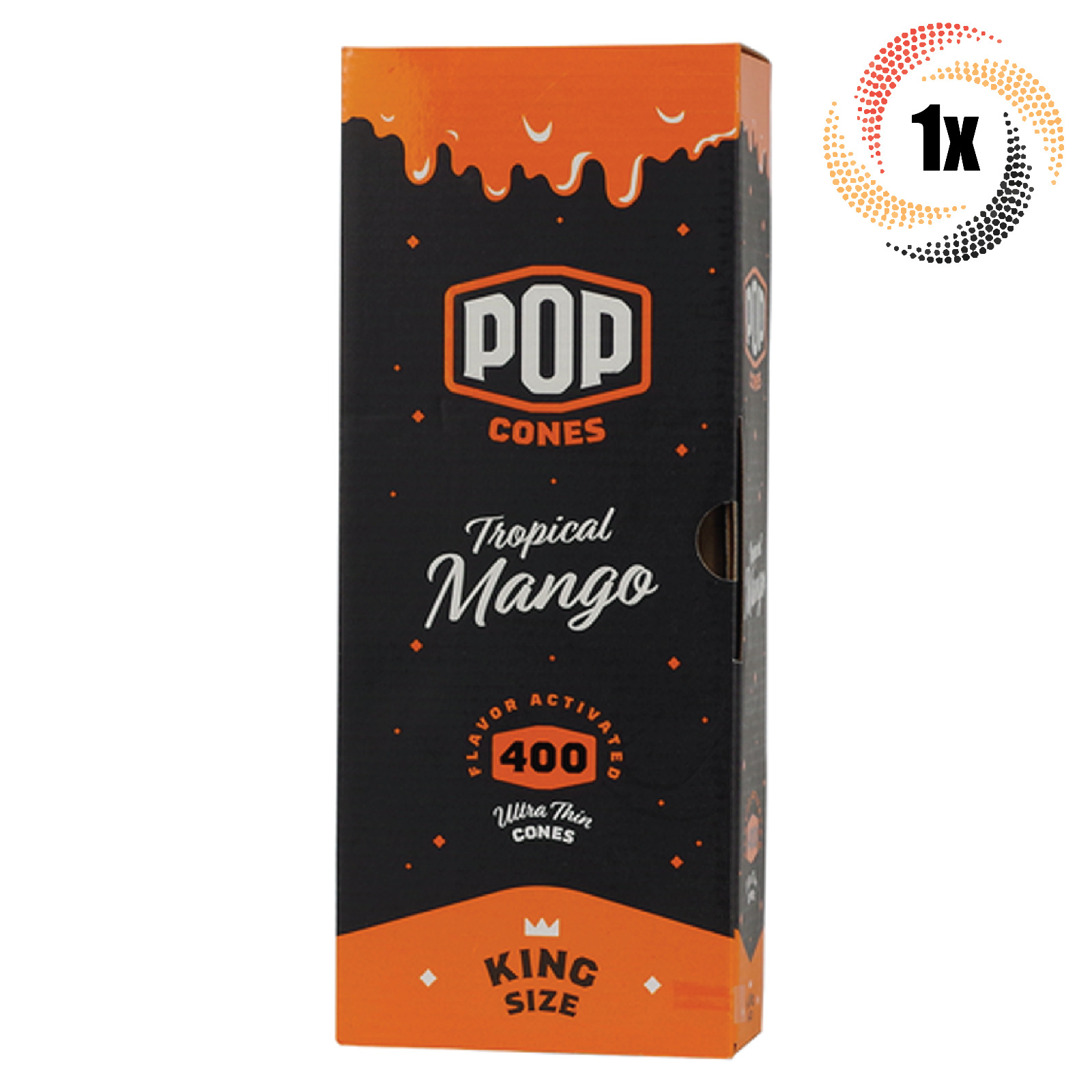 1x Box Pop Tropical Mango Cones | 400 Cones Each | King Size | + 2 Free Tubes
