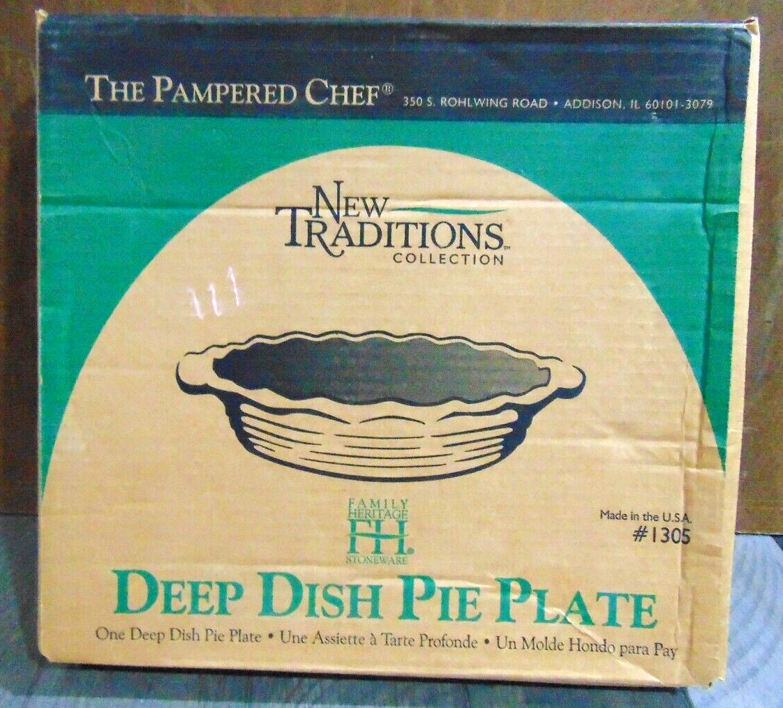 The Pampered Chef Deep Dish Pie Plate Stoneware 1305 Traditions Collection IOB
