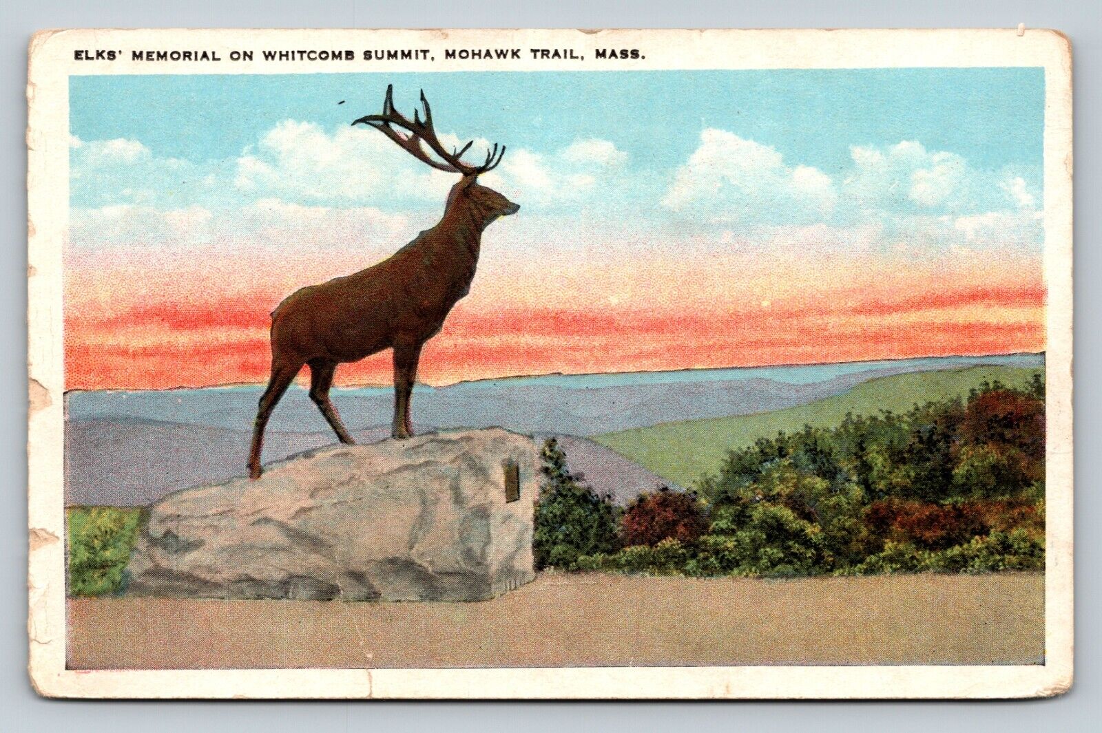Elks' Memorial on Whitcomb Summit Mohawk Trail MA VINTAGE Postcard A13