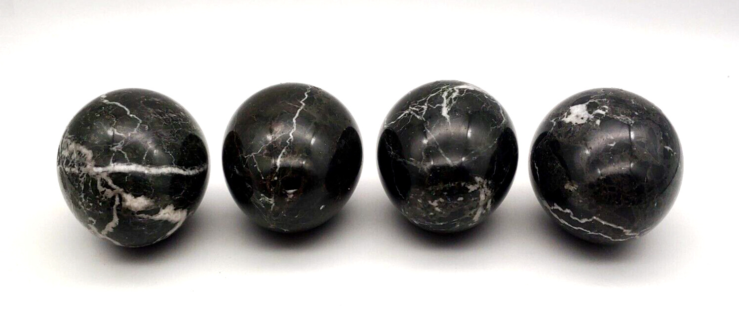 Large Marble Stone Eggs Black Gray White Marbling Set of 4