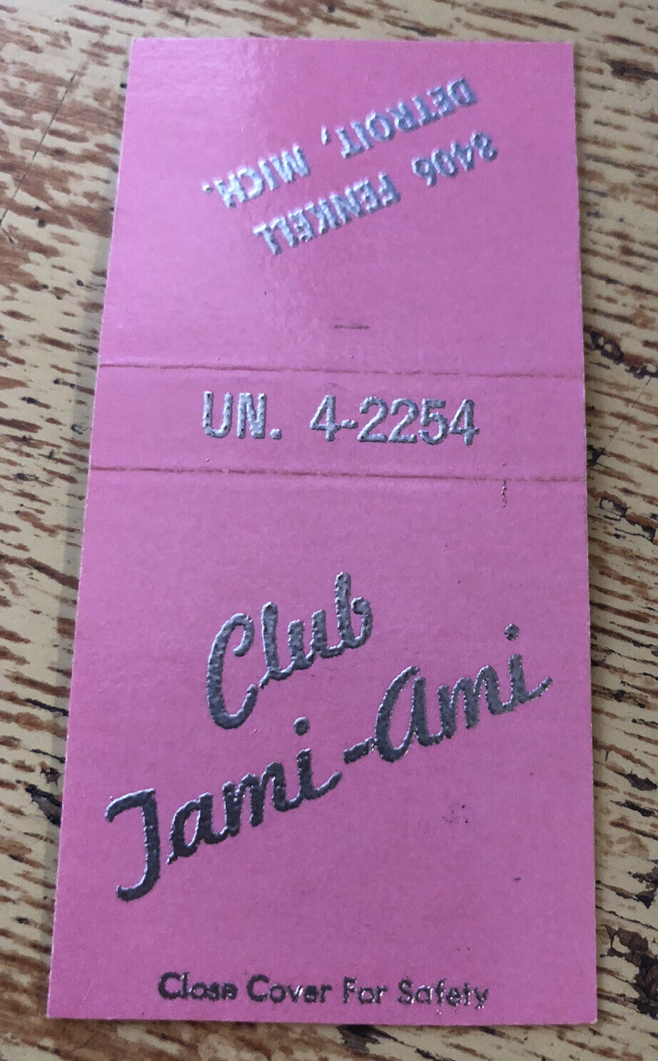 1950s-60s Club Jami-Ami Detroit Michigan Dancing Matchbook Cover