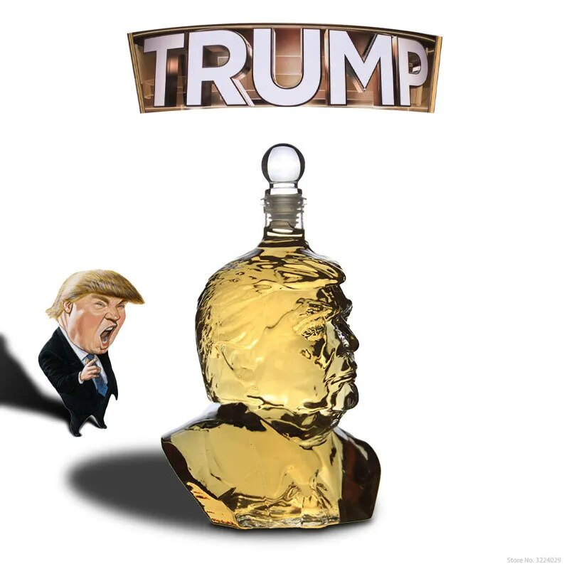 Novelty Trump Head Shaped Design Barware Lead-Free Whiskey Decanter for Liquor S