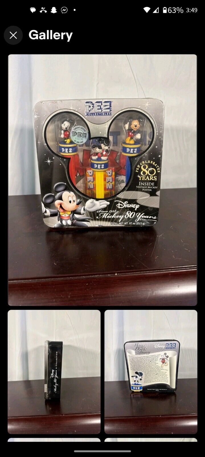 Disney Mickey Mouse Pez Tin 80 YEARS Limited Edition Tin 2007 - Has Dent