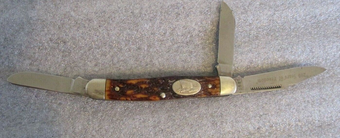 BOKER USA KNIFE 3 BLADE FOLDING #1781 200 YEARS OF FREEDOM \