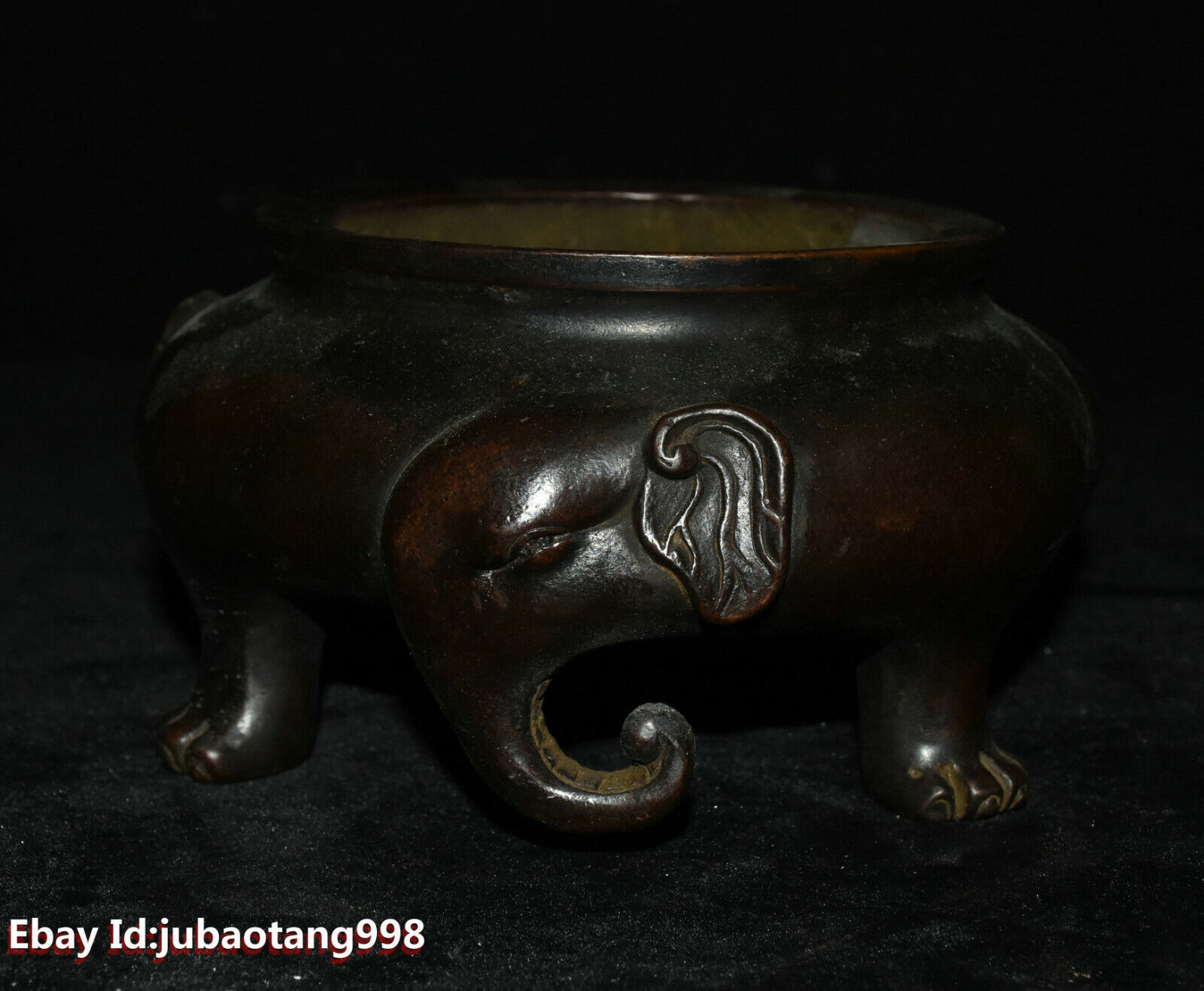 Collect Chinese Old Bronze Elephant Head Statue incense burner censer incensory