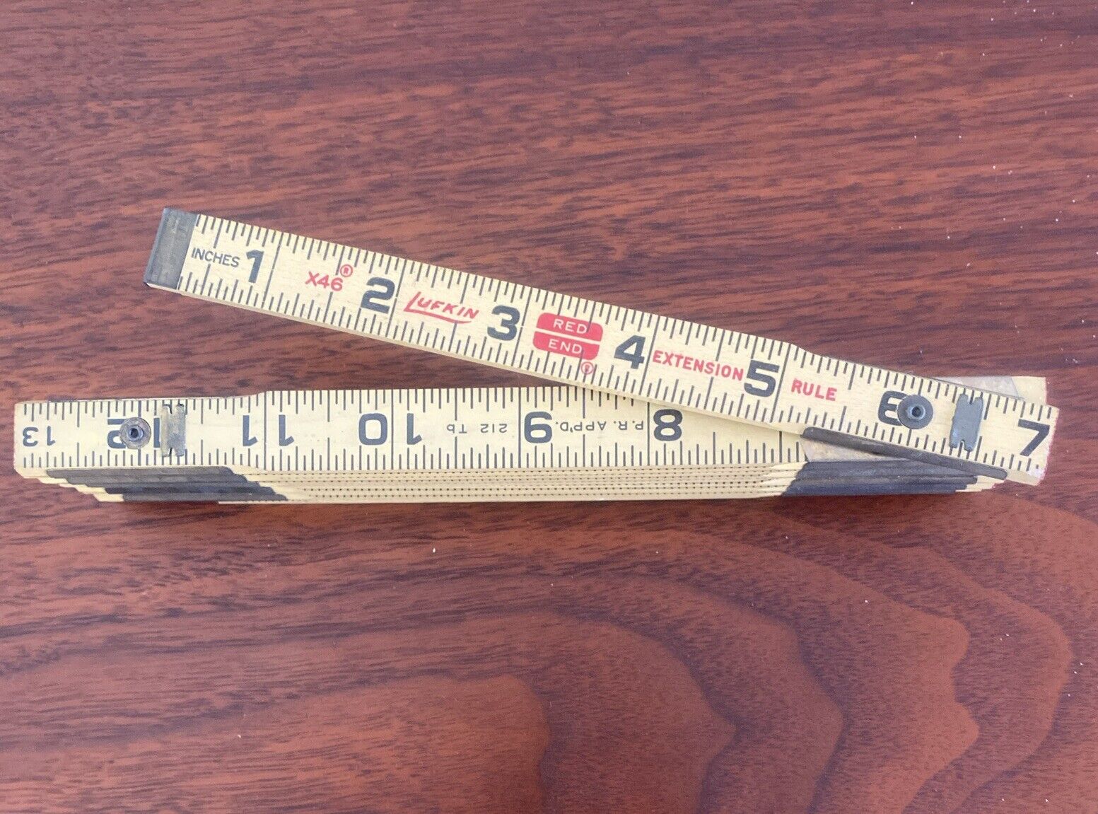 Vintage Lufkin No. X46 Extension Ruler Folding Measuring Ruler Red End
